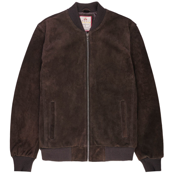 Real Hoxton Suede Bomber Jacket - Brown