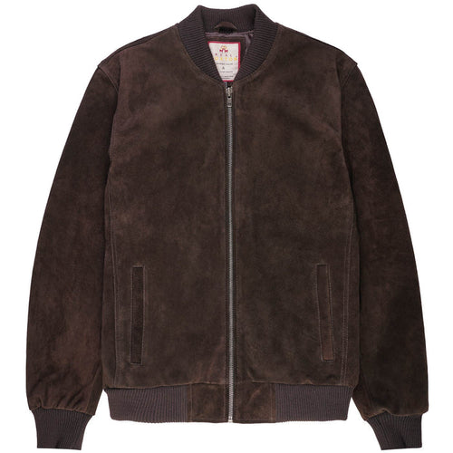 Real Hoxton Suede Bomber Jacket - Brown