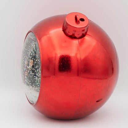 Red Swirl Dome with Church 6.5"H