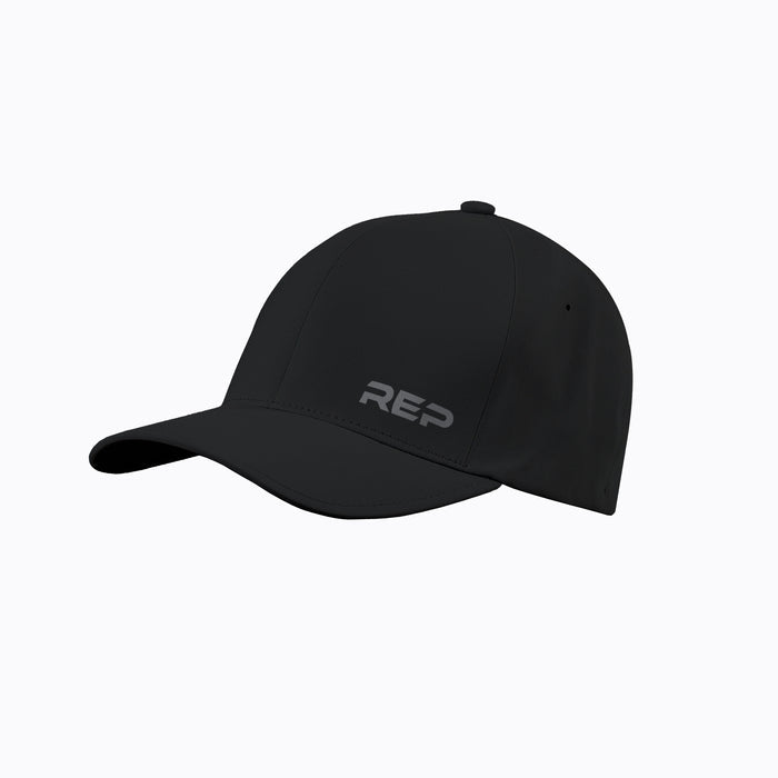 The REP Fitness REP® Performance Cap in Black/Cool Gray front