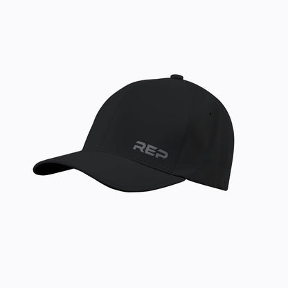The REP Fitness REP® Performance Cap in Black/Cool Gray front