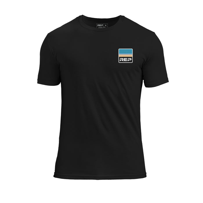 The REP Fitness Rise Tri-Blend Crew T-Shirt in Heather Black/Blue front