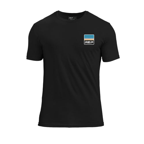 The REP Fitness Rise Tri-Blend Crew T-Shirt in Heather Black/Blue front