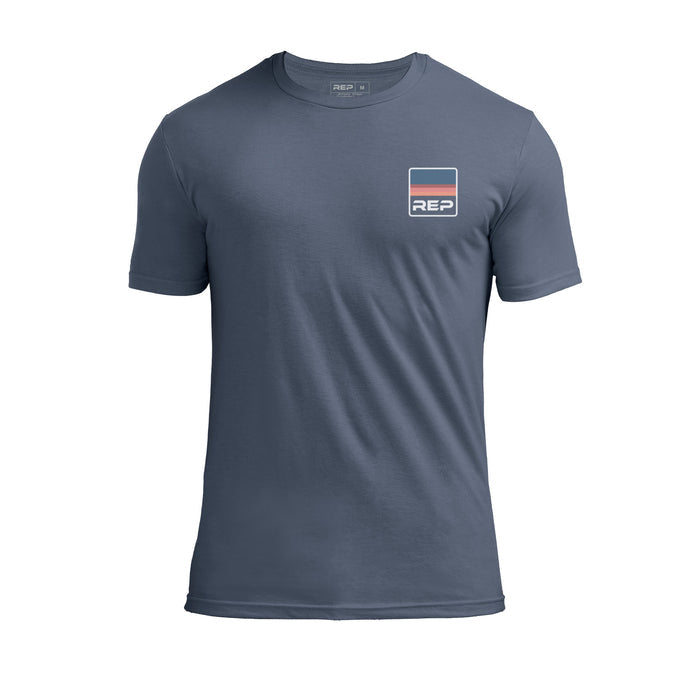 The REP Fitness Rise Tri-Blend Crew T-Shirt in Heather Navy/Blue front