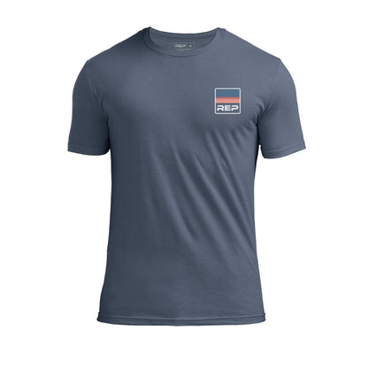 The REP Fitness Rise Tri-Blend Crew T-Shirt in Heather Navy/Blue front