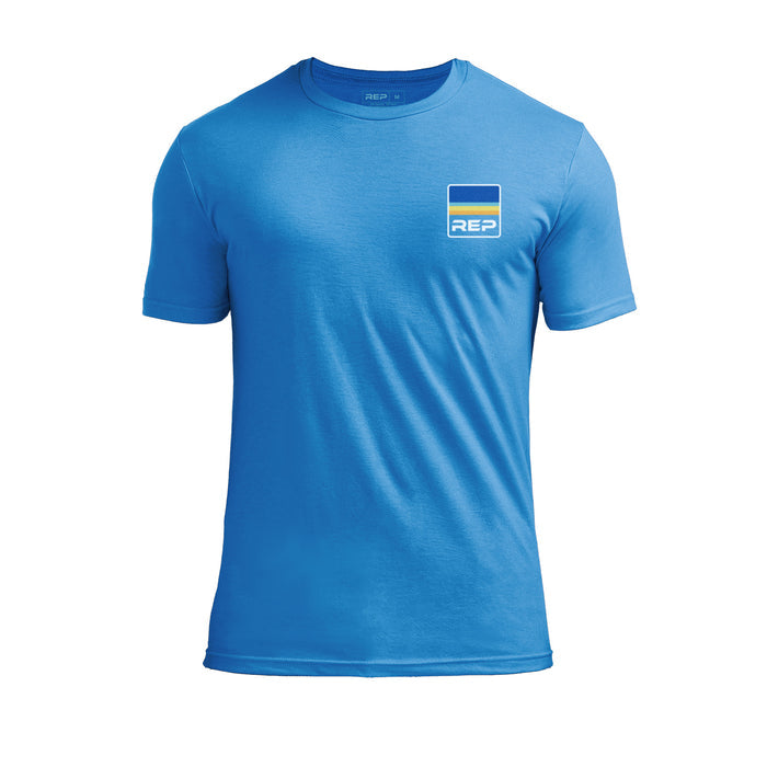 The REP Fitness Rise Tri-Blend Crew T-Shirt in Heather Royal/Blue front