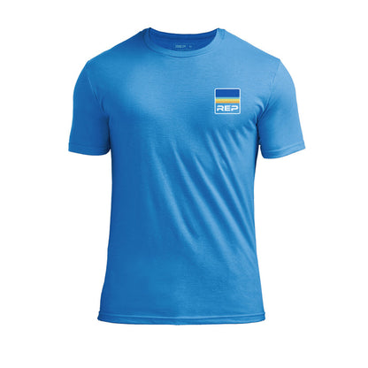 The REP Fitness Rise Tri-Blend Crew T-Shirt in Heather Royal/Blue front