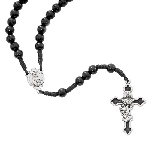 Rosary - Black Wood Corded Communion Rosary Box