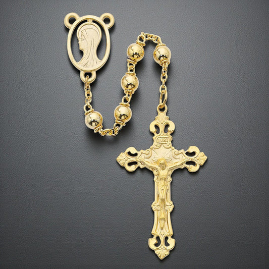 Rosary - Gold Plated Metal Rosary Boxed