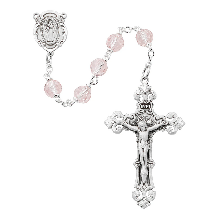 Rosary - Pink Crystal Rosary Boxed