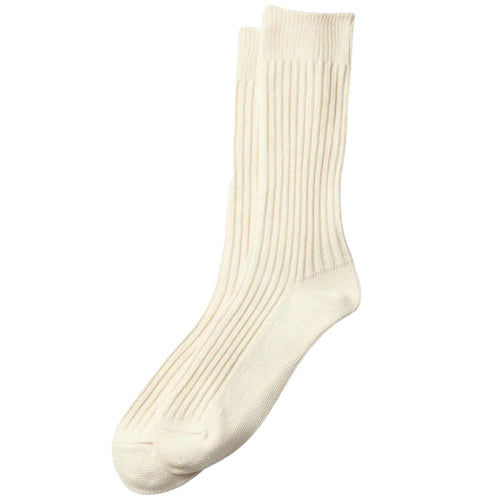 RoToTo Socks Daily 3 Pack Ribbed Crew Socks - Ivory