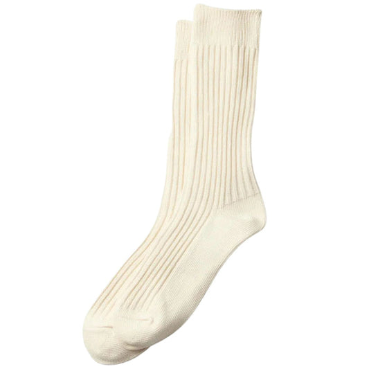 RoToTo Socks Daily 3 Pack Ribbed Crew Socks - Ivory
