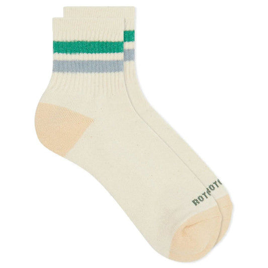 RoToTo Socks Retro Athletic Ankle Socks - Green/Blue