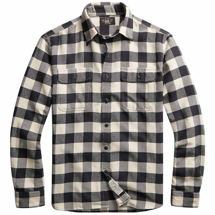 RRL by Ralph Lauren Buffalo Check Twill Workshirt - Black