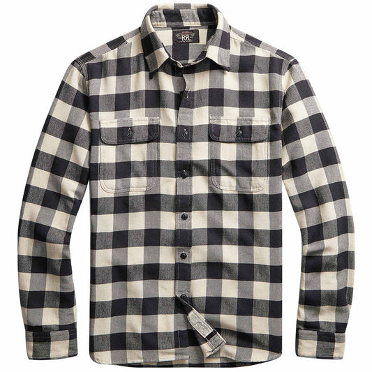 RRL by Ralph Lauren Buffalo Check Twill Workshirt - Black