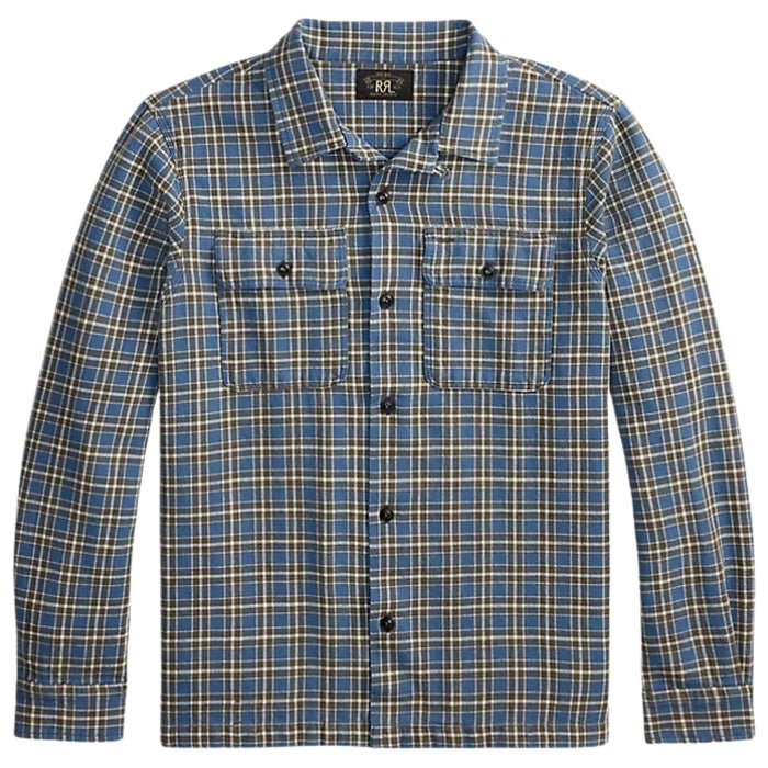 RRL by Ralph Lauren Plaid Twill Camp Shirt - Blue/Grey
