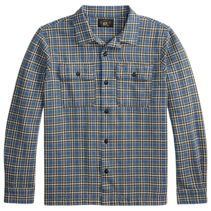 RRL by Ralph Lauren Plaid Twill Camp Shirt - Blue/Grey