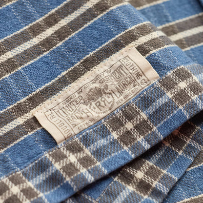 RRL by Ralph Lauren Plaid Twill Camp Shirt - Blue/Grey