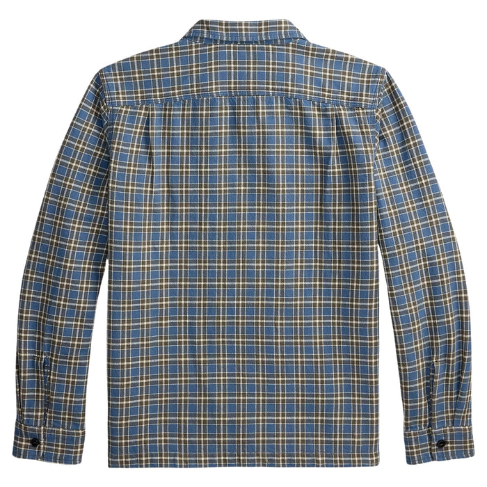 RRL by Ralph Lauren Plaid Twill Camp Shirt - Blue/Grey