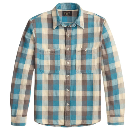 RRL by Ralph Lauren Plaid Twill Workshirt - Blue/White