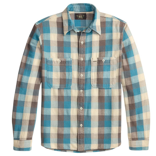 RRL by Ralph Lauren Plaid Twill Workshirt - Blue/White