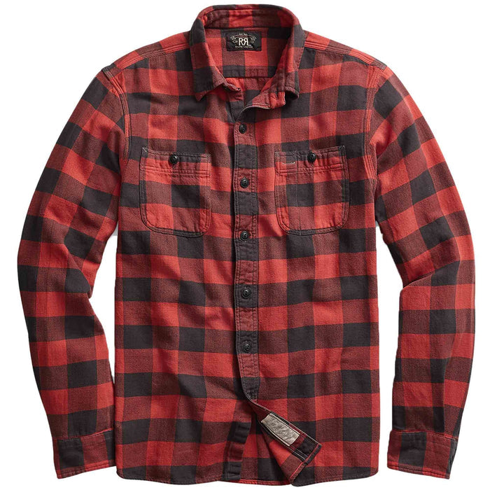 RRL by Ralph Lauren Plaid Twill Workshirt - Red and Black