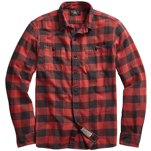 RRL by Ralph Lauren Plaid Twill Workshirt - Red and Black