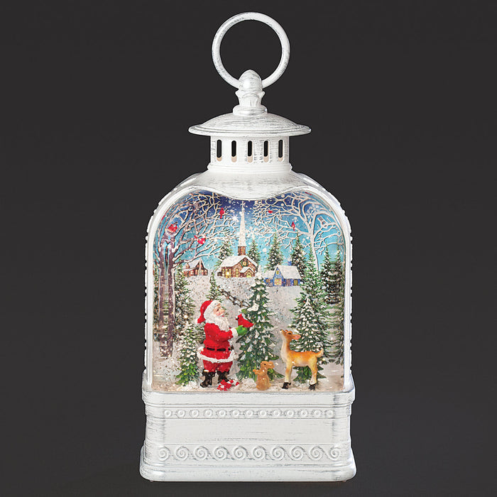 Santa Lantern LED Swirl 9.5"H
