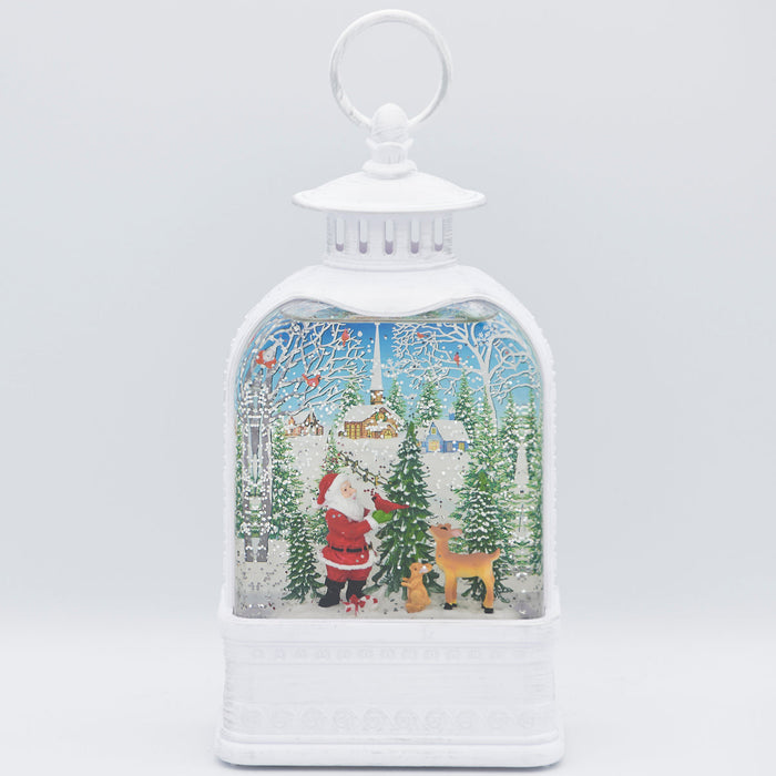 Santa Lantern LED Swirl 9.5"H