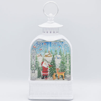 Santa Lantern LED Swirl 9.5"H