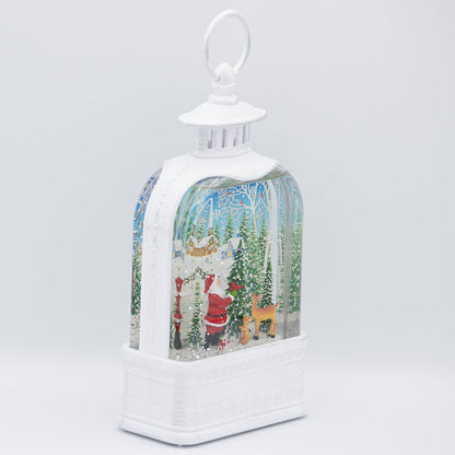 Santa Lantern LED Swirl 9.5"H