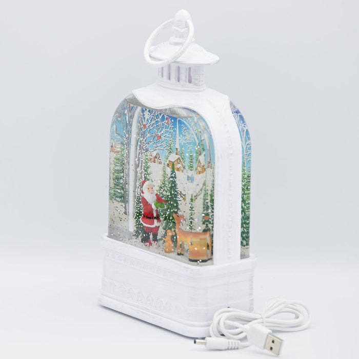 Santa Lantern LED Swirl 9.5"H