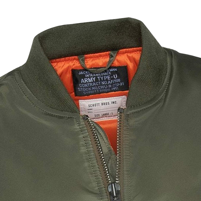 Schott NYC Recycled Nylon MA-1 90's Fit Bomber Jacket - Khaki