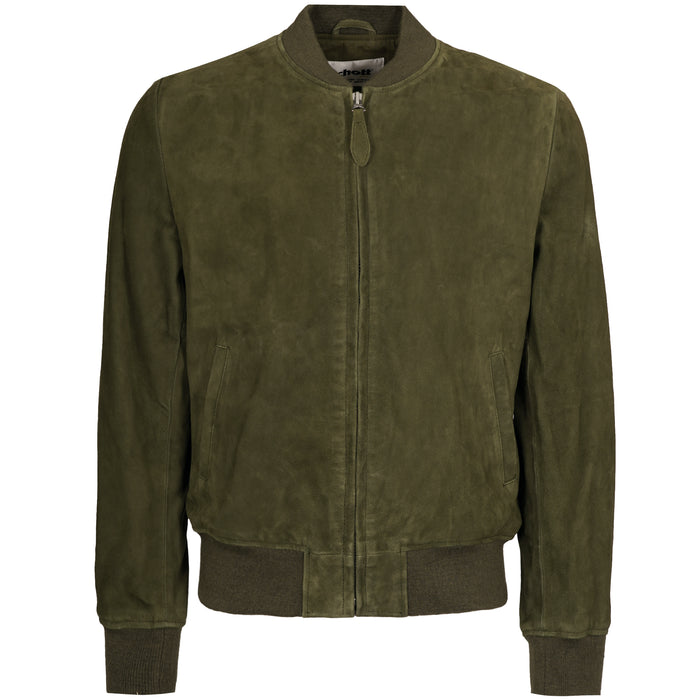 Schott NYC Suede Bomber Jacket - Khaki