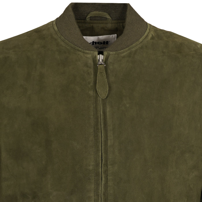 Schott NYC Suede Bomber Jacket - Khaki