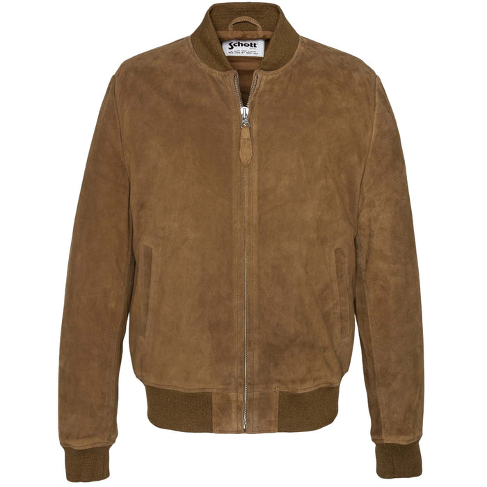Schott NYC Suede Bomber Jacket - Rust