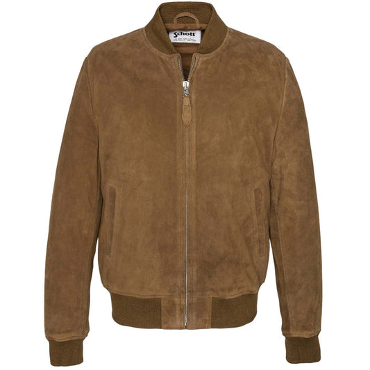Schott NYC Suede Bomber Jacket - Rust