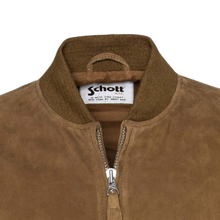 Schott NYC Suede Bomber Jacket - Rust