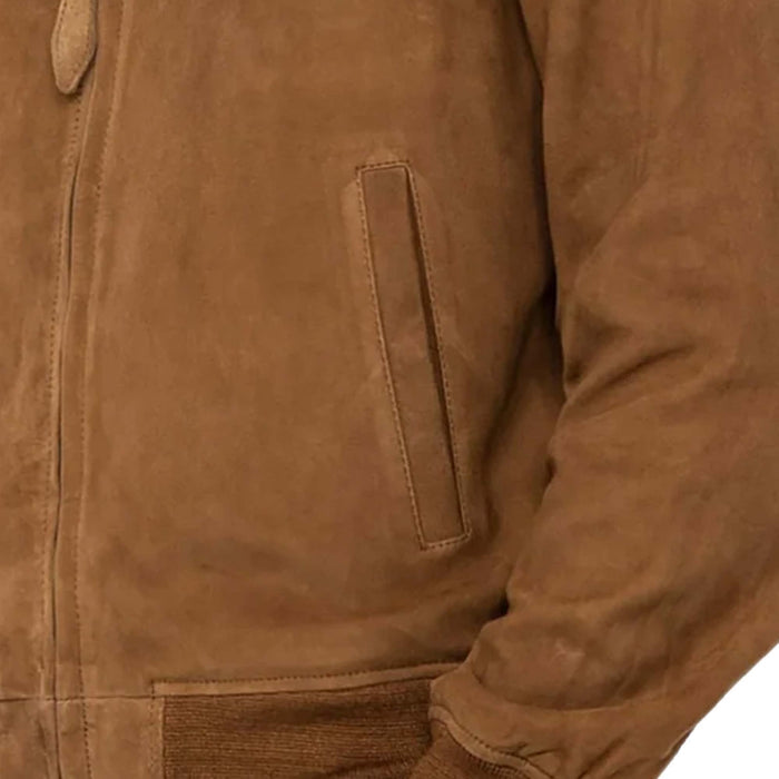 Schott NYC Suede Bomber Jacket - Rust