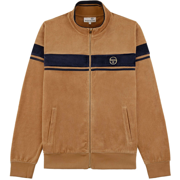 Sergio Tacchini x Stuarts x Stuarts Damarindo Velour Track Top - Almond/Maritime Blue