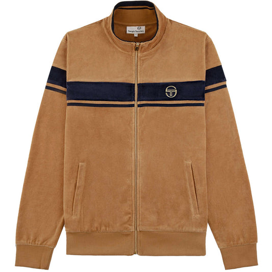 Sergio Tacchini x Stuarts x Stuarts Damarindo Velour Track Top - Almond/Maritime Blue