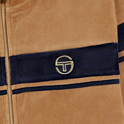 Sergio Tacchini x Stuarts x Stuarts Damarindo Velour Track Top - Almond/Maritime Blue