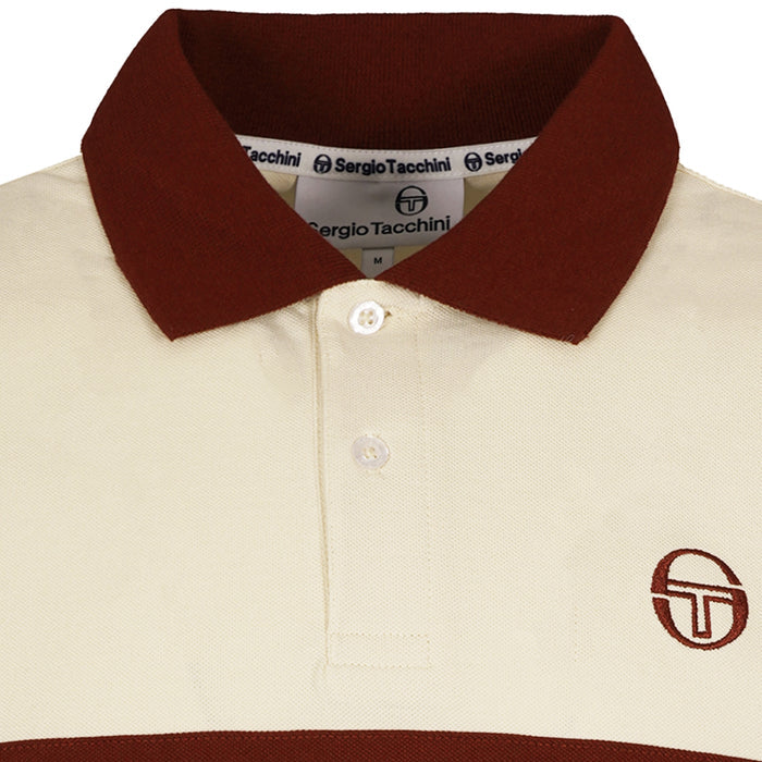 Sergio Tacchini x Stuarts x Stuarts Supermac Polo Shirt - Buttercream/Merlot