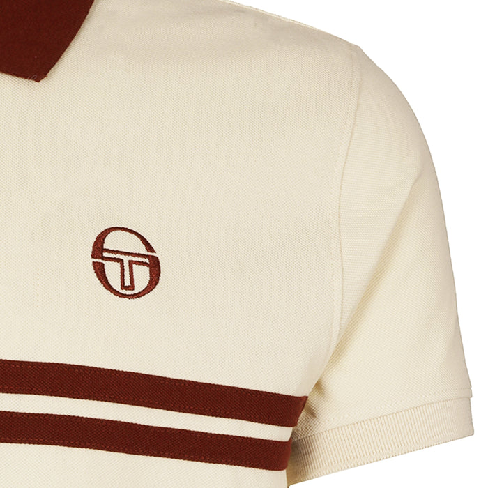 Sergio Tacchini x Stuarts x Stuarts Supermac Polo Shirt - Buttercream/Merlot