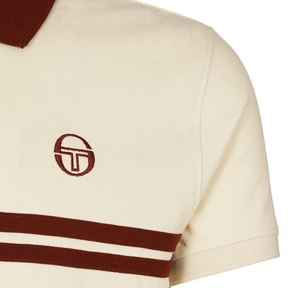 Sergio Tacchini x Stuarts x Stuarts Supermac Polo Shirt - Buttercream/Merlot
