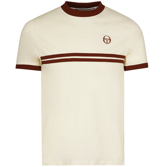 Sergio Tacchini x Stuarts x Stuarts Supermac T-Shirt - Buttercream/Merlot