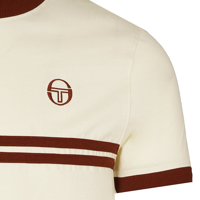Sergio Tacchini x Stuarts x Stuarts Supermac T-Shirt - Buttercream/Merlot