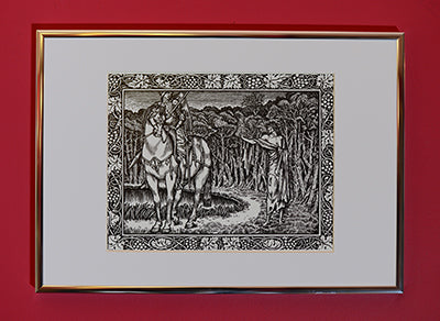 Set of 3 A4 Kelmscott Chaucer Prints; Tale of the Wife of Bath; 3 A4 Prints in A3 silver border frames