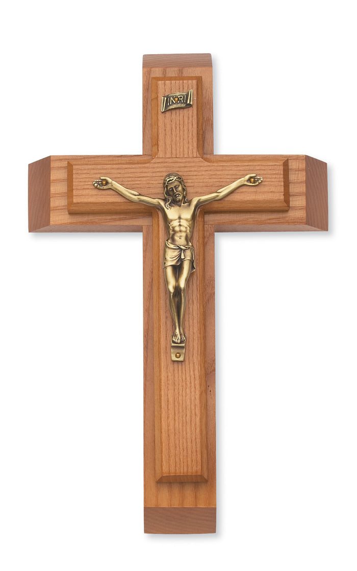 Sick Call Crucifix - 12 in. Walnut Stain Sick Call Set Boxed