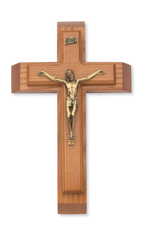 Sick Call Crucifix - 12 in. Walnut Stain Sick Call Set Boxed